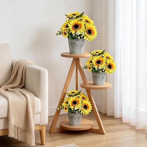 2 Pack 12’’Artificial Sunflower Bouquets – Faux Sunflower Stems with 5 Large Sunflower Heads, 6 Small Daisies & Green Leaves, Fake Flowers for DIY Home Office & Farmhouse Décor in Saudi Arabia