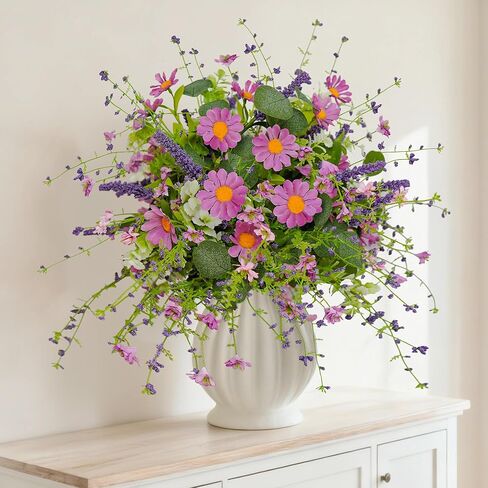 Wild Flowers Artificial, Silk Floral Arrangements 6-Pack Fake Wildflower centerpieces for Tables Indoor Vase Wedding Party Decor Wildflower Bouquet with Faux Eucalyptus Stems Lavender (Spring) in Saudi Arabia