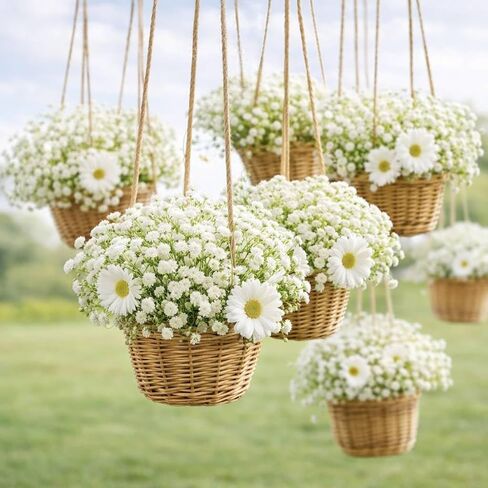 200 Pcs Artificial Baby's Breath Flowers Bulk, Real Touch White Gypsophila Fake Flowers with Bendable Stems for Wedding Bouquets, Centerpieces, DIY Crafts, Home Garden Decor in Saudi Arabia