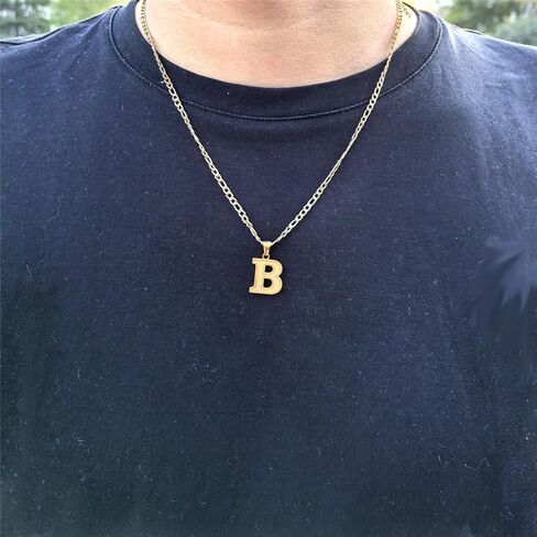 قلادات أولية من الفولاذ المقاوم للصدأ باللون الذهبي والفضي عيار 18 قيراط للنساء والرجال قلادة على الطراز القوطي مكونة من 26 حرفًا مع قلادات سلسلة فيجارو in Kuwait