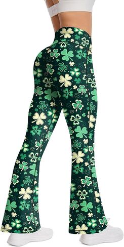 Women's St. Patrick's Day Yoga Pants, High Waisted Bell Bottom Athletic Workout Flare Leggings (US, Alpha, Small, Regular, Regular, Dark Green) in Saudi Arabia
