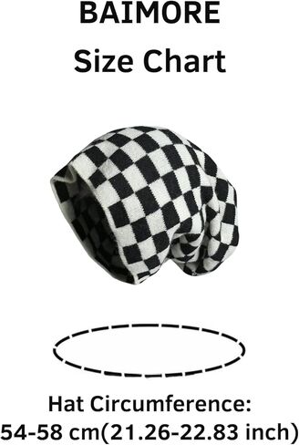 BAIMORE Unisex Fashion Outdoor Baggy Skull Cap Checkered Slouchy Knitted Wool Beanie in Kuwait