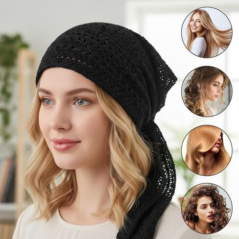 أغطية رأس قبعة صغيرة مربوطة مسبقًا سهلة الارتداء، أغطية رأس للنساء، قبعات صغيرة تغطي العمامة، قبعات عمامة ناعمة، قبعات السرطان، أغطية الأوشحة، غطاء شعر النوم باللون الأسود in Kuwait