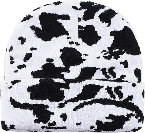 Funny Cow Print Hat Winter Soft Knit Beanie for Men Women Animal Lovers Gift in Kuwait