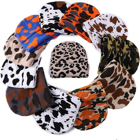 Funny Cow Print Hat Winter Soft Knit Beanie for Men Women Animal Lovers Gift in Saudi Arabia