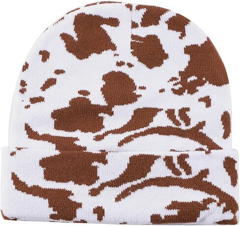 Funny Cow Print Hat Winter Soft Knit Beanie for Men Women Animal Lovers Gift in Saudi Arabia