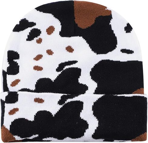 Funny Cow Print Hat Winter Soft Knit Beanie for Men Women Animal Lovers Gift in Saudi Arabia