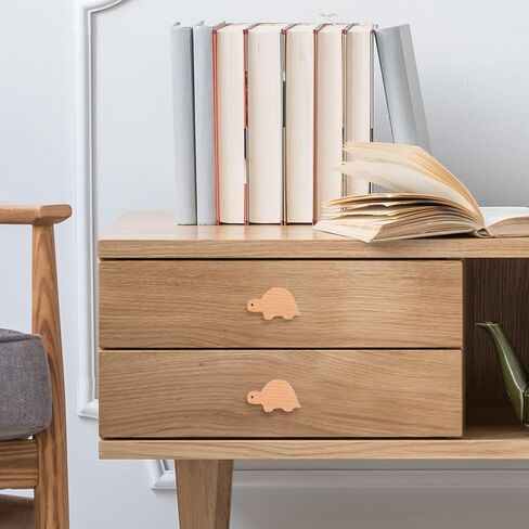 Wooden Animal Cabinet Knobs Solid Beech Wood Turtle Drawer Pulls Furniture Handles for ’ Room Nursery Cabinet Replacement with Screws in Kuwait