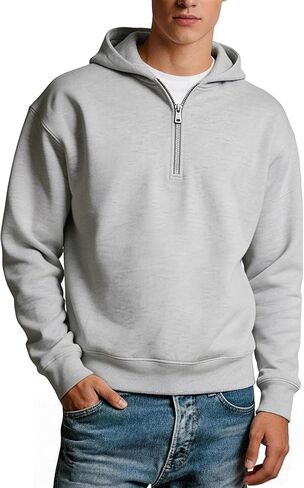 TUVEKE Mens Quarter Zip Hoodies Pullover Hoodie Seam Pocket Half Zip Long Sleeve Casual Fleece Hooded Sweatshirt for Men in Saudi Arabia