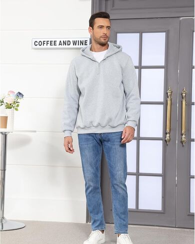 TUVEKE Mens Quarter Zip Hoodies Pullover Hoodie Seam Pocket Half Zip Long Sleeve Casual Fleece Hooded Sweatshirt for Men in Saudi Arabia
