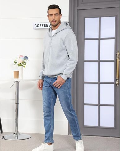 TUVEKE Mens Quarter Zip Hoodies Pullover Hoodie Seam Pocket Half Zip Long Sleeve Casual Fleece Hooded Sweatshirt for Men in Saudi Arabia