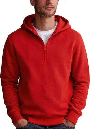 TUVEKE Mens Quarter Zip Hoodies Pullover Hoodie Seam Pocket Half Zip Long Sleeve Casual Fleece Hooded Sweatshirt for Men in Saudi Arabia