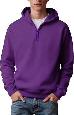 TUVEKE Mens Quarter Zip Hoodies Pullover Hoodie Seam Pocket Half Zip Long Sleeve Casual Fleece Hooded Sweatshirt for Men in Saudi Arabia