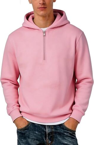 TUVEKE Mens Quarter Zip Hoodies Pullover Hoodie Seam Pocket Half Zip Long Sleeve Casual Fleece Hooded Sweatshirt for Men in Saudi Arabia