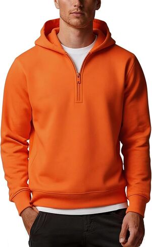 TUVEKE Mens Quarter Zip Hoodies Pullover Hoodie Seam Pocket Half Zip Long Sleeve Casual Fleece Hooded Sweatshirt for Men in Saudi Arabia