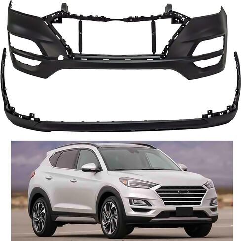 2 Pcs Front Upper & Lower Bumper Cover Fascia Fits for 2019-2021 Hyundai Tucson, Replaces# 86512D3500, HY1015112,86511-D3500, HY1000240 in Saudi Arabia