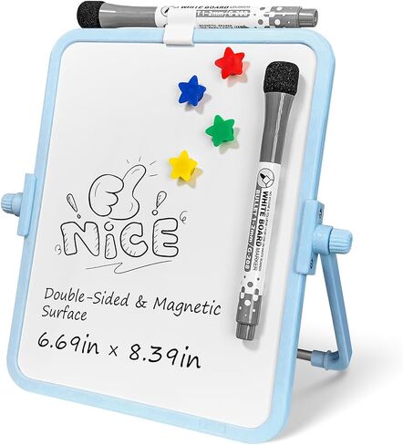 Colorful Dry Erase White Board 8.3x11in, Magnetic Desktop Board with Stand, 2 Markers (Eraser Head), 4 Magnets - Double-Sided Easel for Daily Planning, Memo, Office/Home/School (Green) in Saudi Arabia
