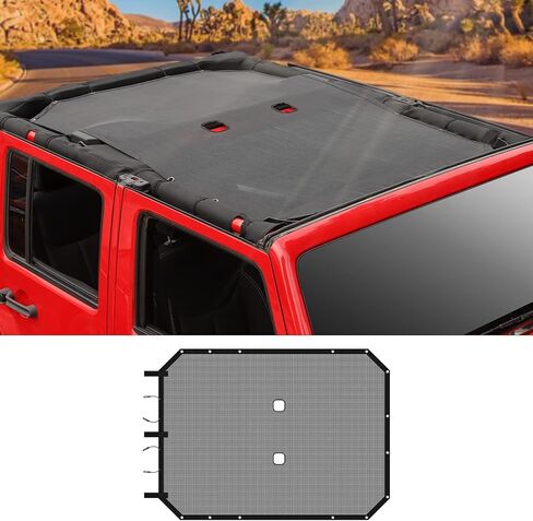 Jimen for JKU Sun Shade، مظلة علوية بيكيني شبكية لسيارة Jeep Wrangler JK Unlimited 2007-2018 4 أبواب فقط، أسود in Kuwait