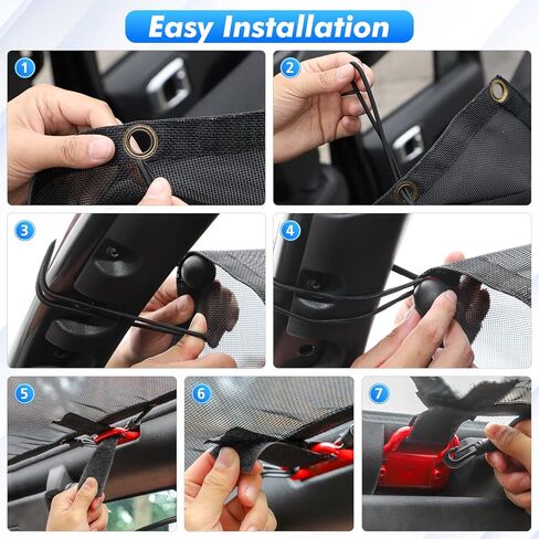 Jimen for JKU Sun Shade، مظلة علوية بيكيني شبكية لسيارة Jeep Wrangler JK Unlimited 2007-2018 4 أبواب فقط، أسود in Kuwait