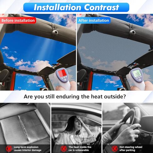 Jimen for JKU Sun Shade، مظلة علوية بيكيني شبكية لسيارة Jeep Wrangler JK Unlimited 2007-2018 4 أبواب فقط، أسود in Kuwait