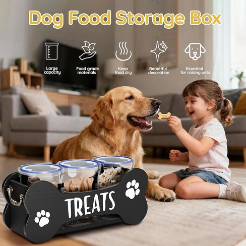 WGFKVAS Dog Treat Container شملت 3 جرار محكمة الإغلاق مع 1000 مل ، حاوية تخزين طعام الكلاب هدية منظم الأليفة للحيوانات الأليفة لأصحاب قطط الحيوانات الأليفة in Kuwait