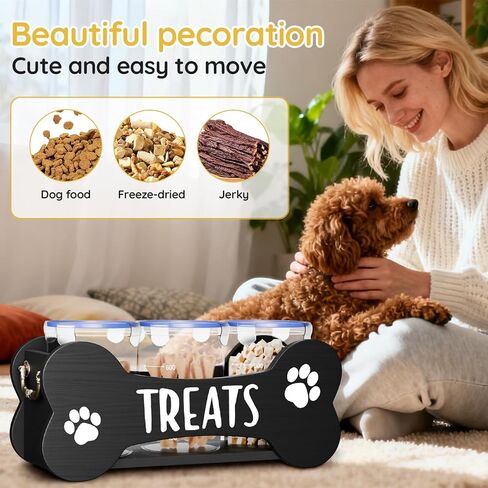 WGFKVAS Dog Treat Container شملت 3 جرار محكمة الإغلاق مع 1000 مل ، حاوية تخزين طعام الكلاب هدية منظم الأليفة للحيوانات الأليفة لأصحاب قطط الحيوانات الأليفة in Kuwait