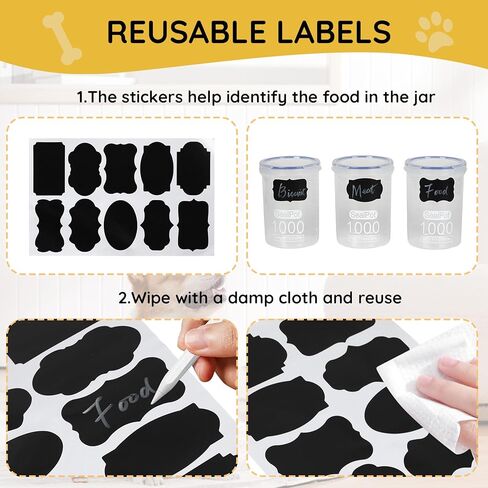 WGFKVAS Dog Treat Container شملت 3 جرار محكمة الإغلاق مع 1000 مل ، حاوية تخزين طعام الكلاب هدية منظم الأليفة للحيوانات الأليفة لأصحاب قطط الحيوانات الأليفة in Kuwait