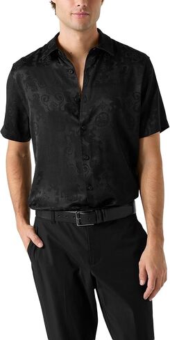 Guess Men's Eco Short Sleeve Lion Peony Jacquard Shirt in Saudi Arabia