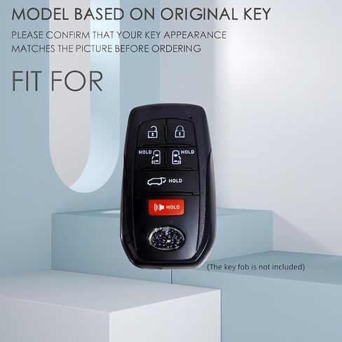 حافظة غطاء مفتاح فوب من السيليكون لسيارة Toyota Sienna XSE Platium AWD 2021 2022 2023 2024 2025 6 أزرار مطاطية عن بعد بدون مفتاح (أسود) in Kuwait