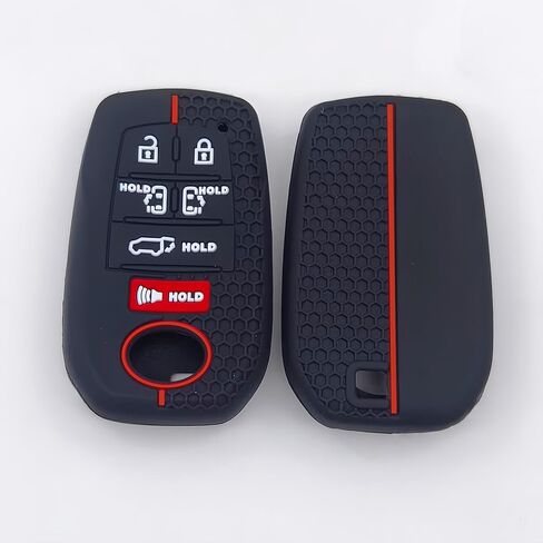حافظة غطاء مفتاح فوب من السيليكون لسيارة Toyota Sienna XSE Platium AWD 2021 2022 2023 2024 2025 6 أزرار مطاطية عن بعد بدون مفتاح (أسود) in Kuwait