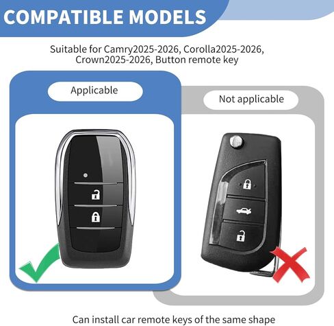 2 Pack Key Fob Cover for Camry Crown, Soft Silicone Key Shell Case Compatible with 2023-2026 Toyota Models, 4 Button Protective Cover for Key Fob Accessories in Kuwait