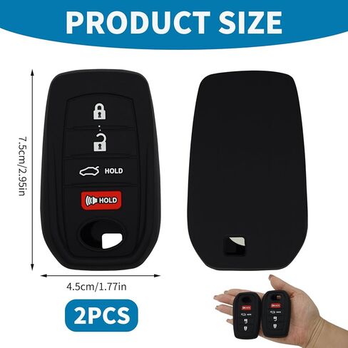 2 Pack Key Fob Cover for Camry Crown, Soft Silicone Key Shell Case Compatible with 2023-2026 Toyota Models, 4 Button Protective Cover for Key Fob Accessories in Kuwait