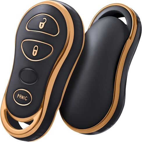 ELOHEI Key Fob Cover Case for 1999-2003 Dodge Durango Grand Caravan Dakota/2002-2005 Dodge Ram Truck 1500 2500 3500/1999-2003 Chrysler Town & Country Voyager Accessories، 3 أزرار (أسود) in Saudi Arabia
