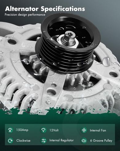 مولد كهربائي SCITOO يناسب Ford for E-350 Super Duty 6.2L 2017-2018، لFord for F-250 for F-350 Super Duty 6.2L 2017-2018، لFord for Mustang 4.0L 2009-2010 12V 150Amp CW 6 Groove Pulley 11429 in Saudi Arabia