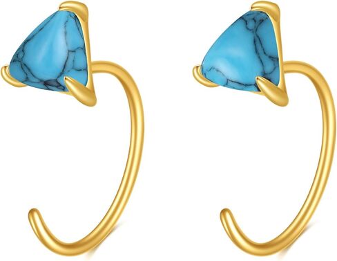DOVRAN 14K أقراط من الذهب العقيق للنساء ريال الصلبة الذهب الأصفر مثلث هوب هيبوالرجينيك مجوهرات هدايا لها in Kuwait