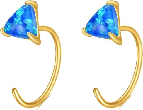 DOVRAN 14K أقراط من الذهب العقيق للنساء ريال الصلبة الذهب الأصفر مثلث هوب هيبوالرجينيك مجوهرات هدايا لها in Kuwait