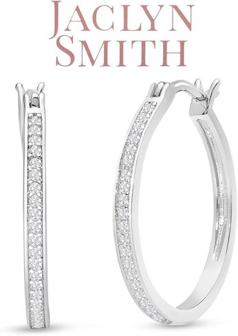 Jaclyn Smith 1/4 Carat Sparkling Created Diamond Hoop Earrings in Saudi Arabia