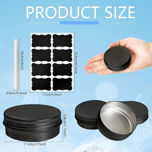 120 Pack Round Aluminum Tin with Screw Lid 2 oz Round Metal Cans Containers Empty Balm Storage Jars DIY Refillable Tin with 6 Markers 15 Sheets Stickers for Candle Salve Cosmetic Spices (Color Set 2) in Kuwait