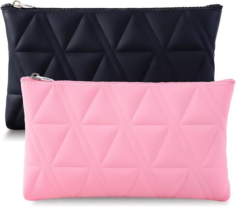 Makeup Bag Travel Cosmetic Bag Organizer Toiletry Bag (Black and Pink) in Saudi Arabia