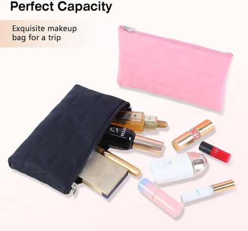 Makeup Bag Travel Cosmetic Bag Organizer Toiletry Bag (Black and Pink) in Saudi Arabia