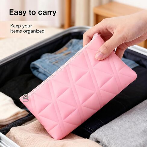 Makeup Bag Travel Cosmetic Bag Organizer Toiletry Bag (Black and Pink) in Saudi Arabia