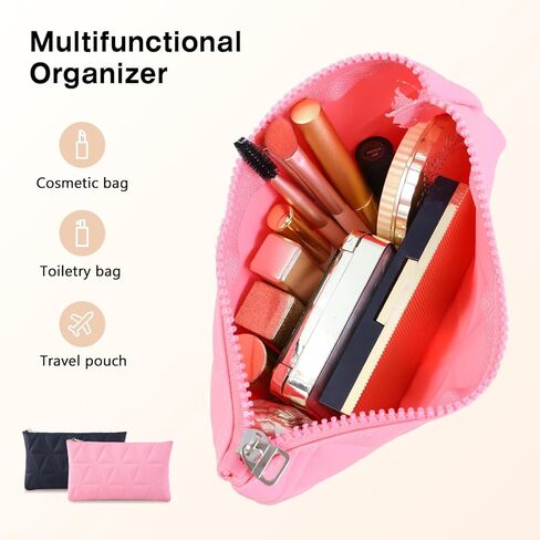 Makeup Bag Travel Cosmetic Bag Organizer Toiletry Bag (Black and Pink) in Saudi Arabia