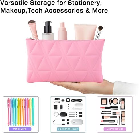Makeup Bag Travel Cosmetic Bag Organizer Toiletry Bag (Black and Pink) in Saudi Arabia
