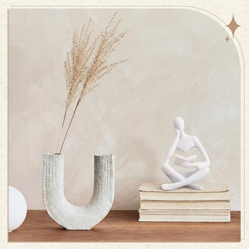 Yinkin Reading Thinker Statue, Abstract Art Thinker Sculptures Figurine, Modern Aesthetic Figurine Decoration for Home Living Room Bedroom Office Shelf Table Desk Bookshelf Decor(White) in Saudi Arabia