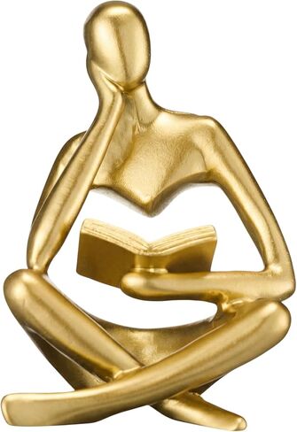 Yinkin Reading Thinker Statue, Abstract Art Thinker Sculptures Figurine, Modern Aesthetic Figurine Decoration for Home Living Room Bedroom Office Shelf Table Desk Bookshelf Decor(White) in Saudi Arabia