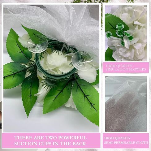 مجموعة ديكورات زفاف السيارة، ملصقات زهور لديكورات سيارات الزفاف، ديكورات زفاف شهر العسل للسيارة، دعامات صور لحفلات الزفاف، أبيض in Kuwait