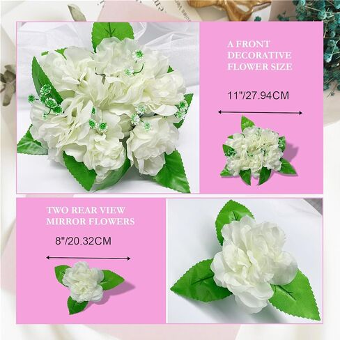 مجموعة ديكورات زفاف السيارة، ملصقات زهور لديكورات سيارات الزفاف، ديكورات زفاف شهر العسل للسيارة، دعامات صور لحفلات الزفاف، أبيض in Kuwait
