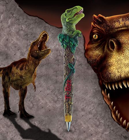 مجموعة من أقلام الديناصورات Tyrannosaurus Rex المبتكرة - أقلام حبر جاف T-Rex ممتعة وفريدة من نوعها، أقلام كتابة الديناصورات الملونة للمدرسة والمكتب - عبوة من 4 قطع in Kuwait