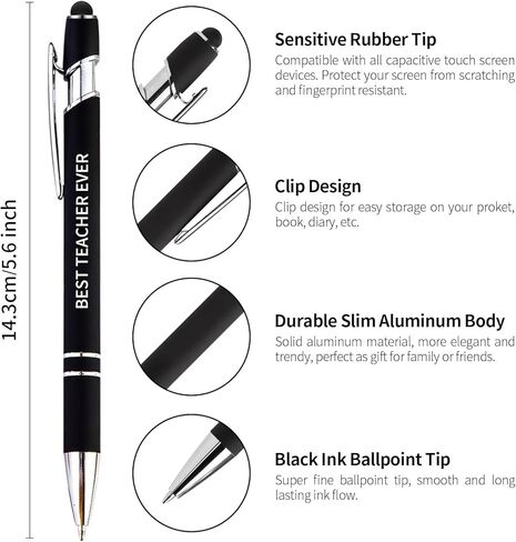 KeCee 10Pcs Thank You Teacher Pens, Teacher Appreciation Gifts Bulk, Personalized Ballpoint Pens Set, School Office Writing Supplies Gift, Black in Saudi Arabia
