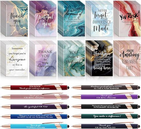 Kosiz 120 Pcs Employee Coworkers Gifts Bulk Small Inspirational Notebooks with Thank You Pens for Administrative Professional Day Staff Team Teachers Nurse Volunteer Appreciation Gifts Office Adult in Saudi Arabia